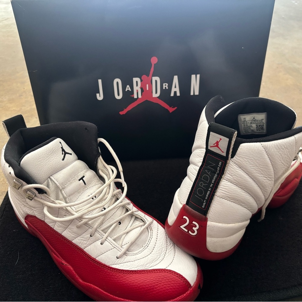 Jordan White and Red Athletic Shoes